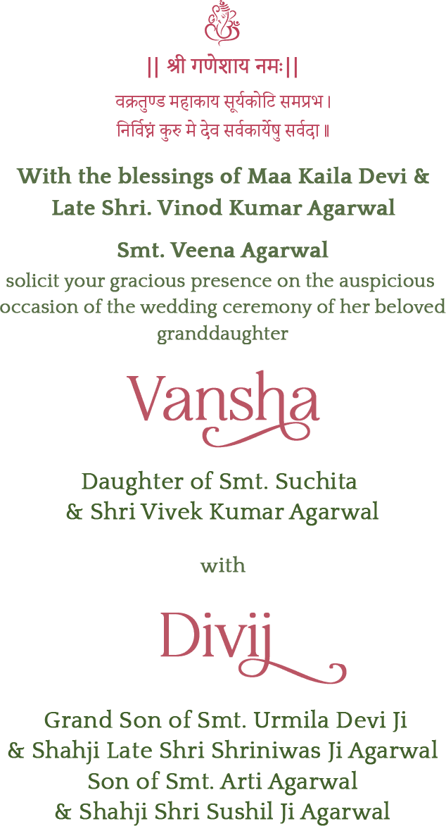 Wedding invitation — Vansha and Divij